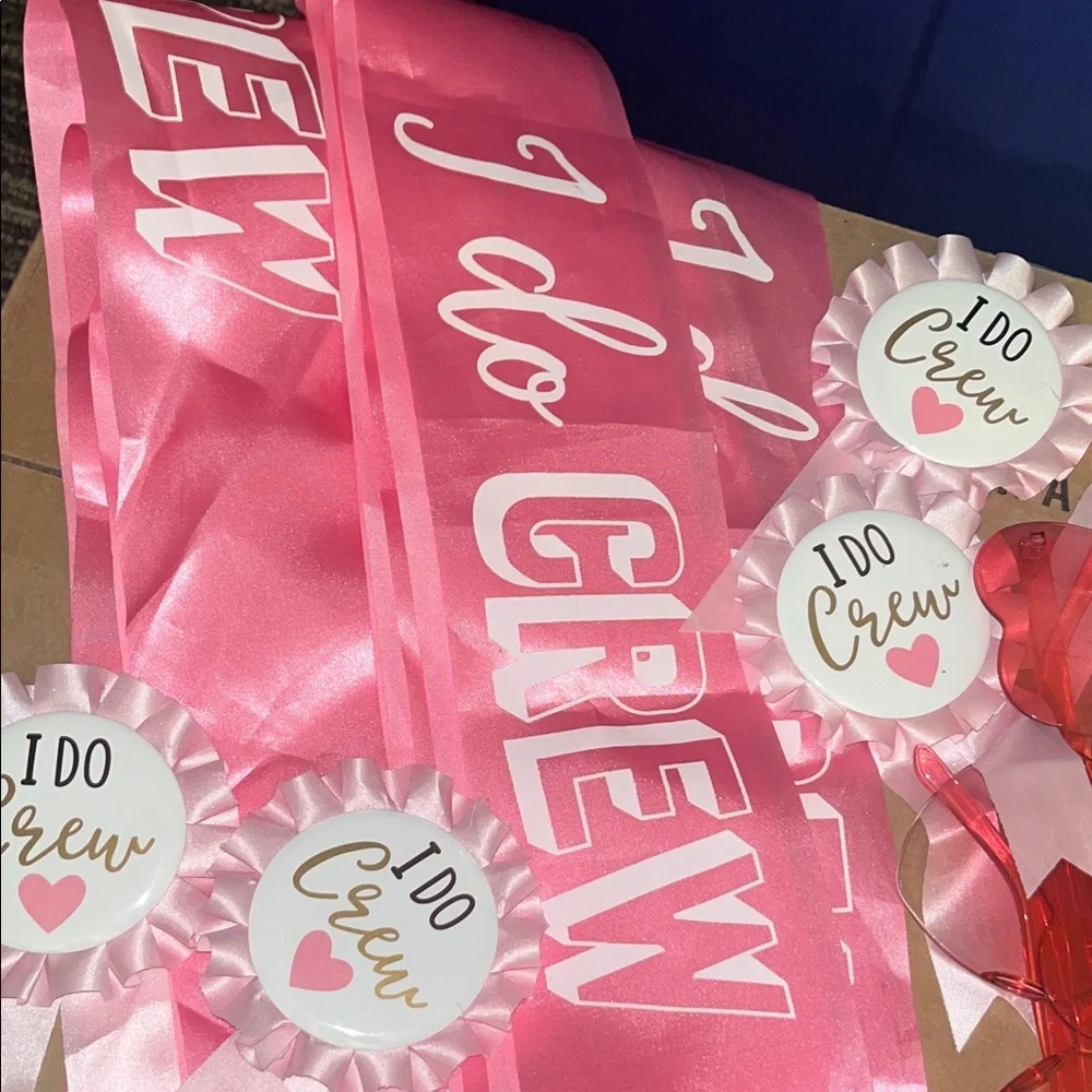Pink 'I Do Crew' Bachelorette Sash & Rosette Set